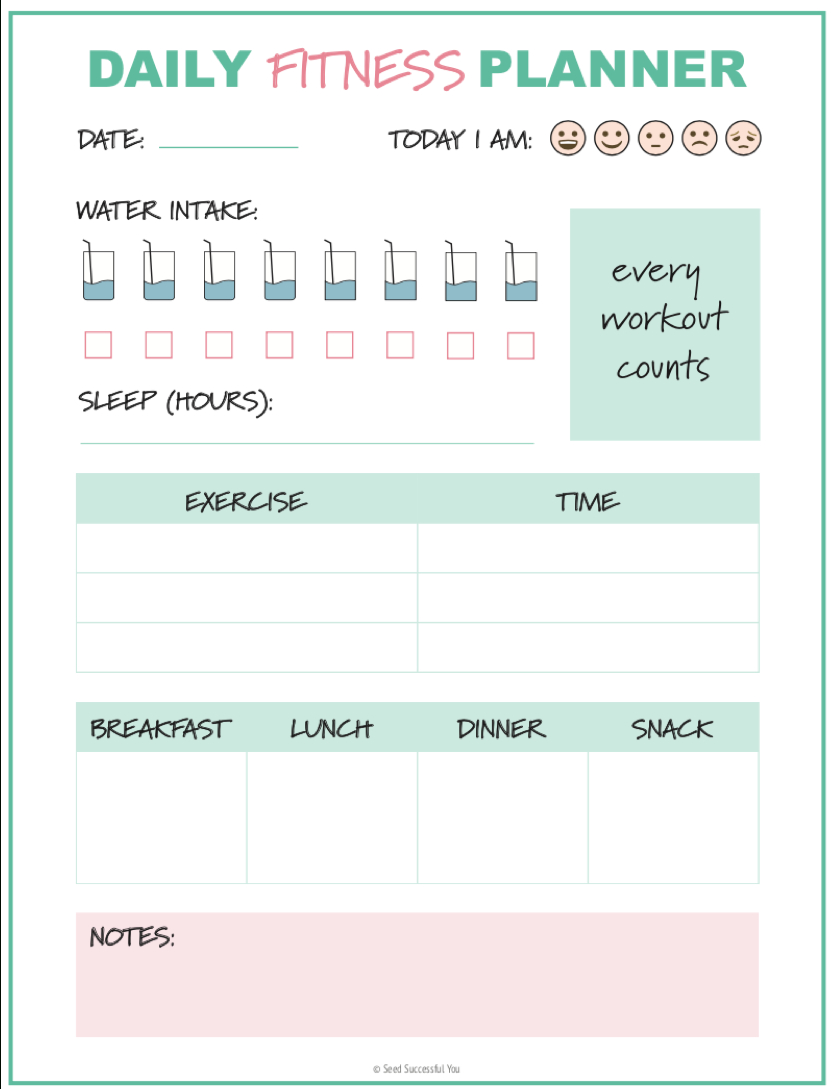 Free Printable Fitness Planner pertaining to Free Printable Fitness Planner