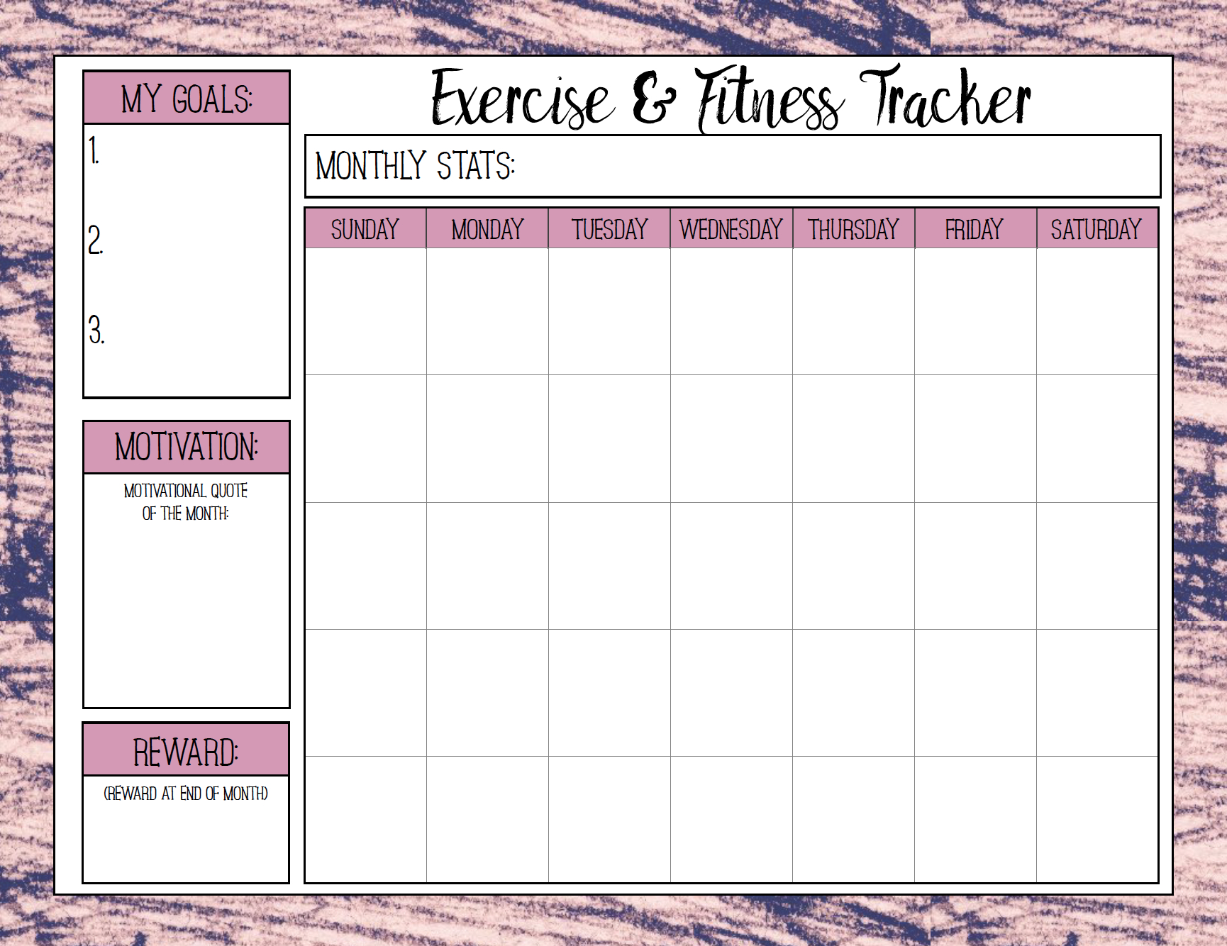 Free Printable Fitness Trackers with regard to Free Printable Fitness Tracker