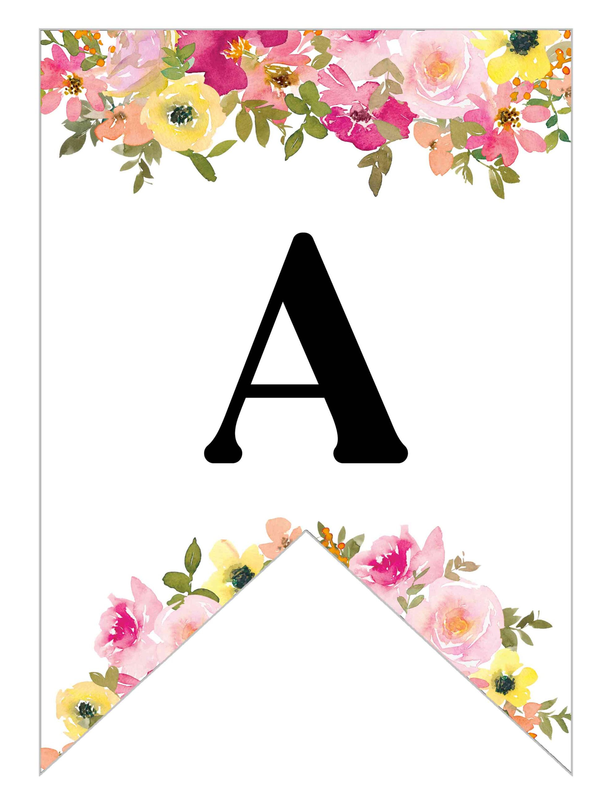 Free Printable Floral Alphabet Banner Letters - Lovely Planner for Free Printable Banner Letters