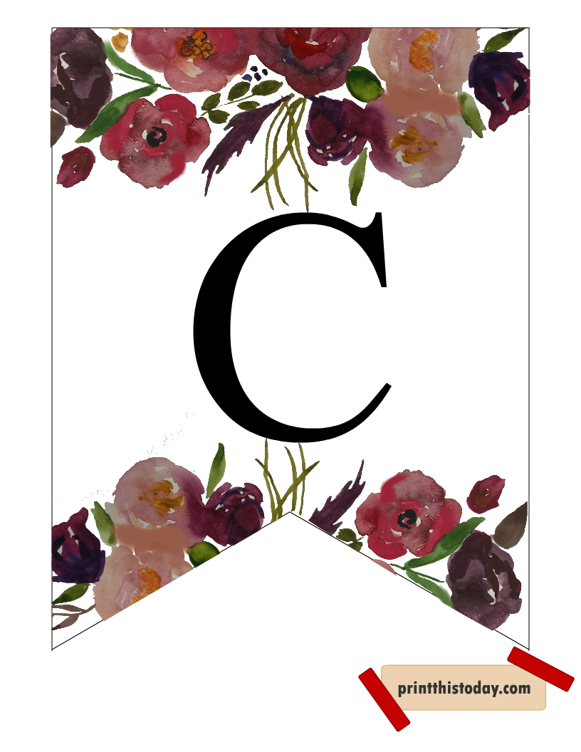 Free Printable Floral Alphabet Letters Banners throughout Free Printable Flower Letters