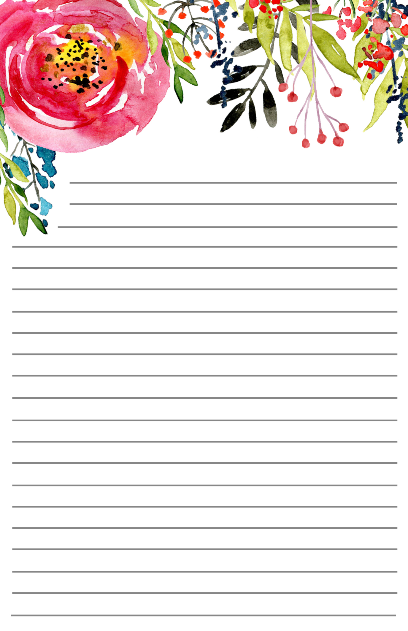 Free Printable Floral Stationery - Paper Trail Design throughout Free Printable Lined Stationery