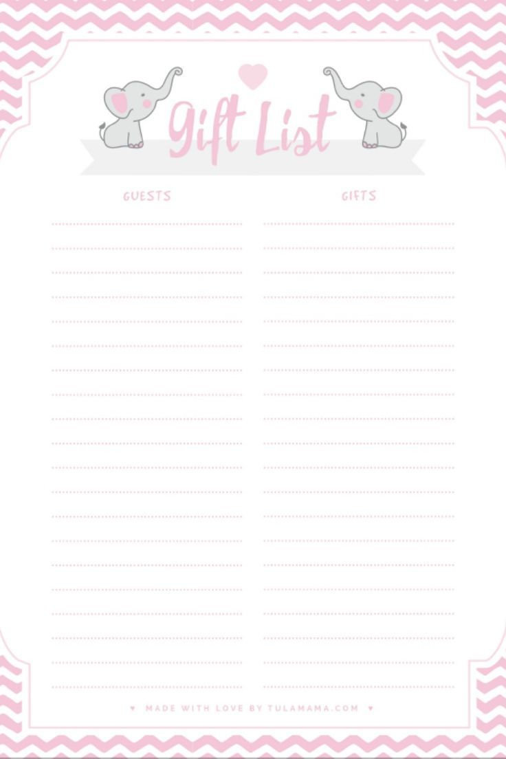 Free Printable Gift Tracker For Any Occasion | Baby Shower Gift in Free Pink Elephant Baby Shower Printables