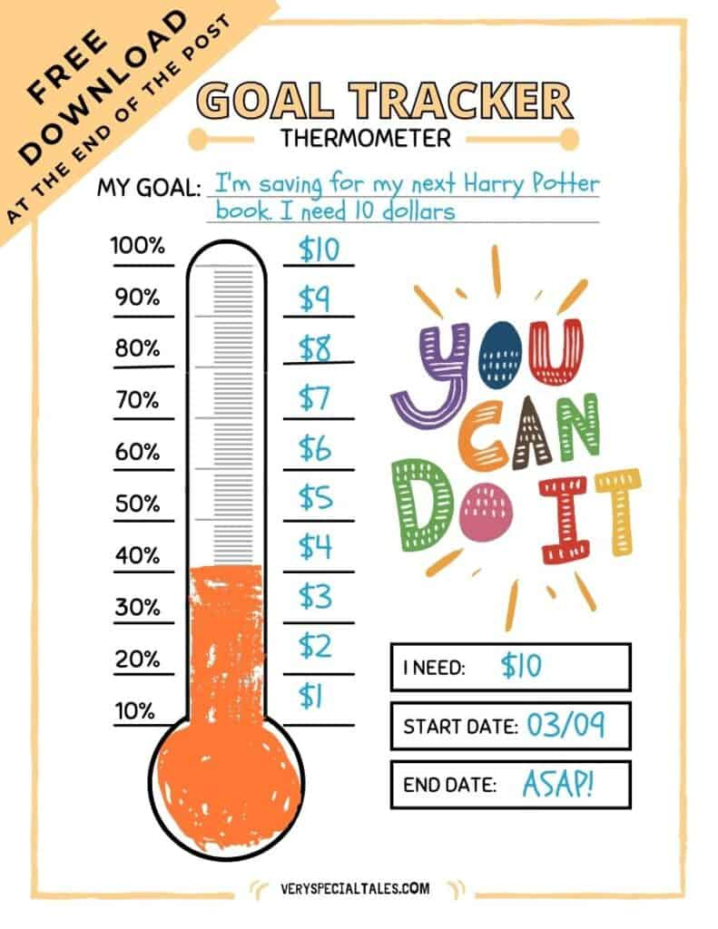 Free Printable Goal Tracker Thermometer For Kids (Pdf) - Very intended for Free Printable Thermometer Goal Chart