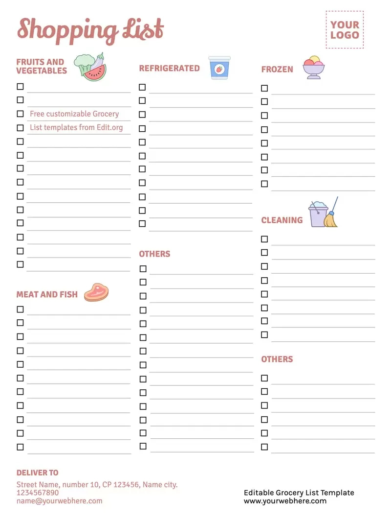 Free Printable Grocery List Templates within Free Printable Grocery List