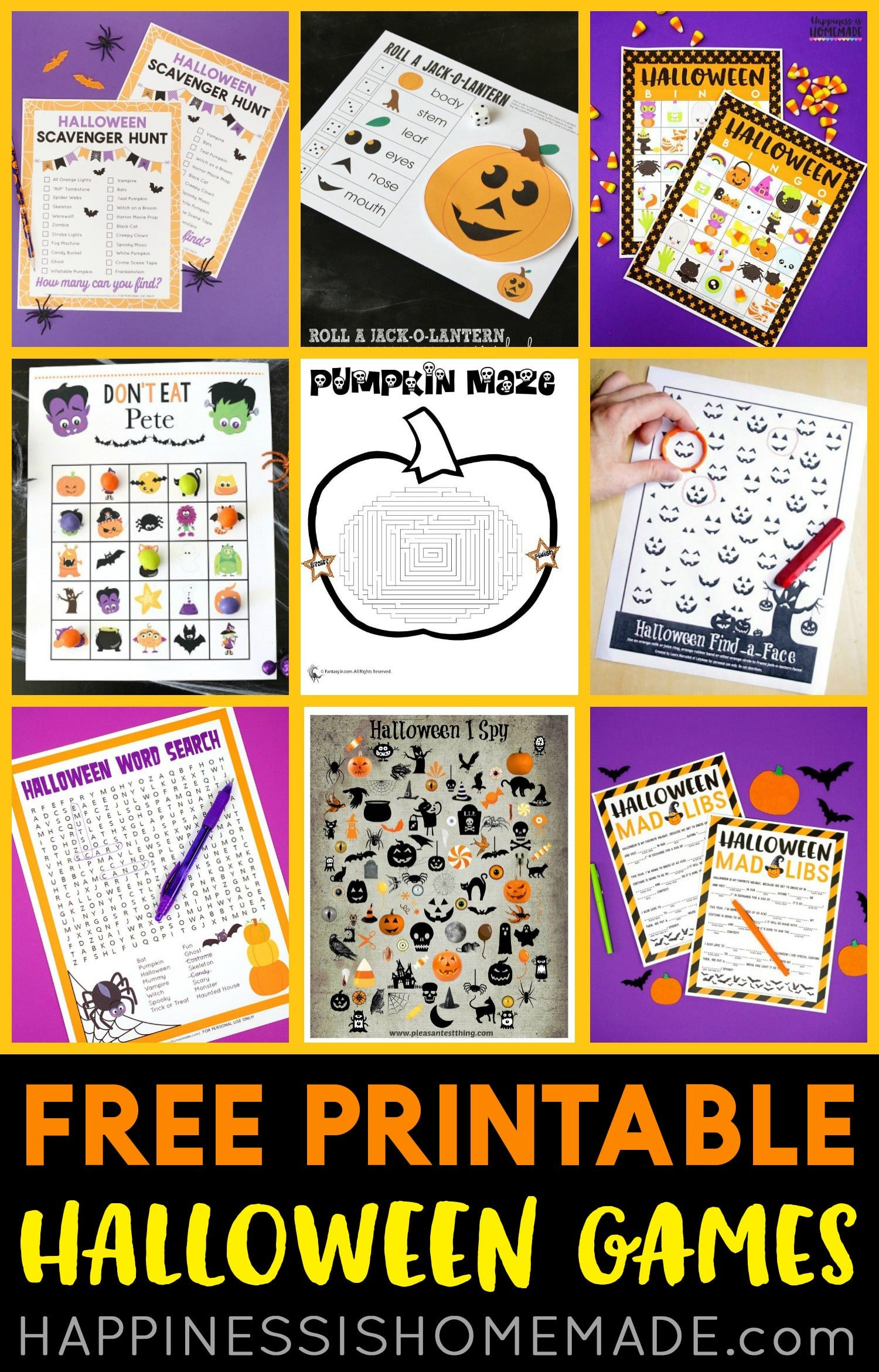 Free Printable Halloween Games - Happiness Is Homemade inside Free Printable Halloween Games For Kids