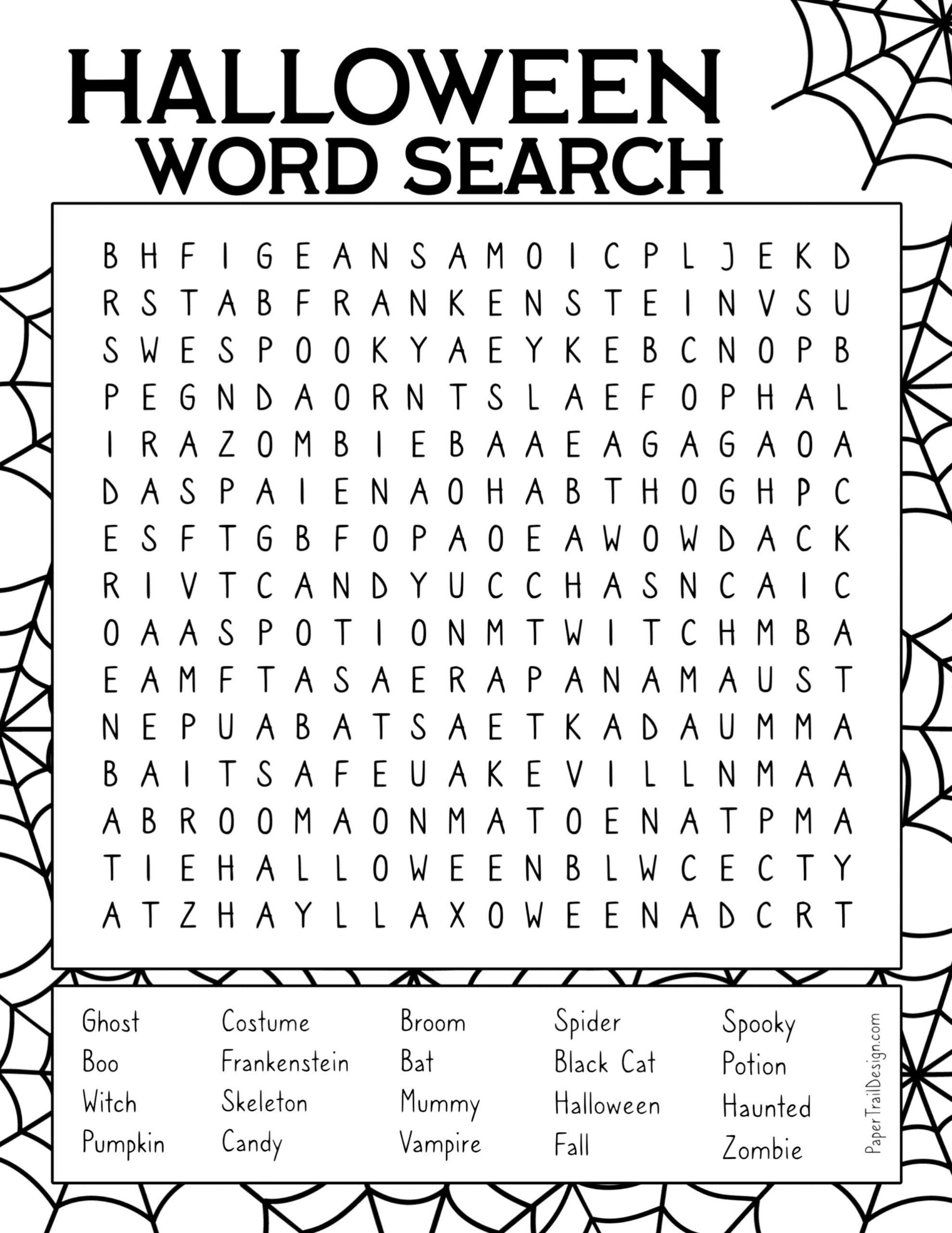 Free Printable Halloween Word Search - Paper Trail Design intended for Free Printable Halloween Word Search