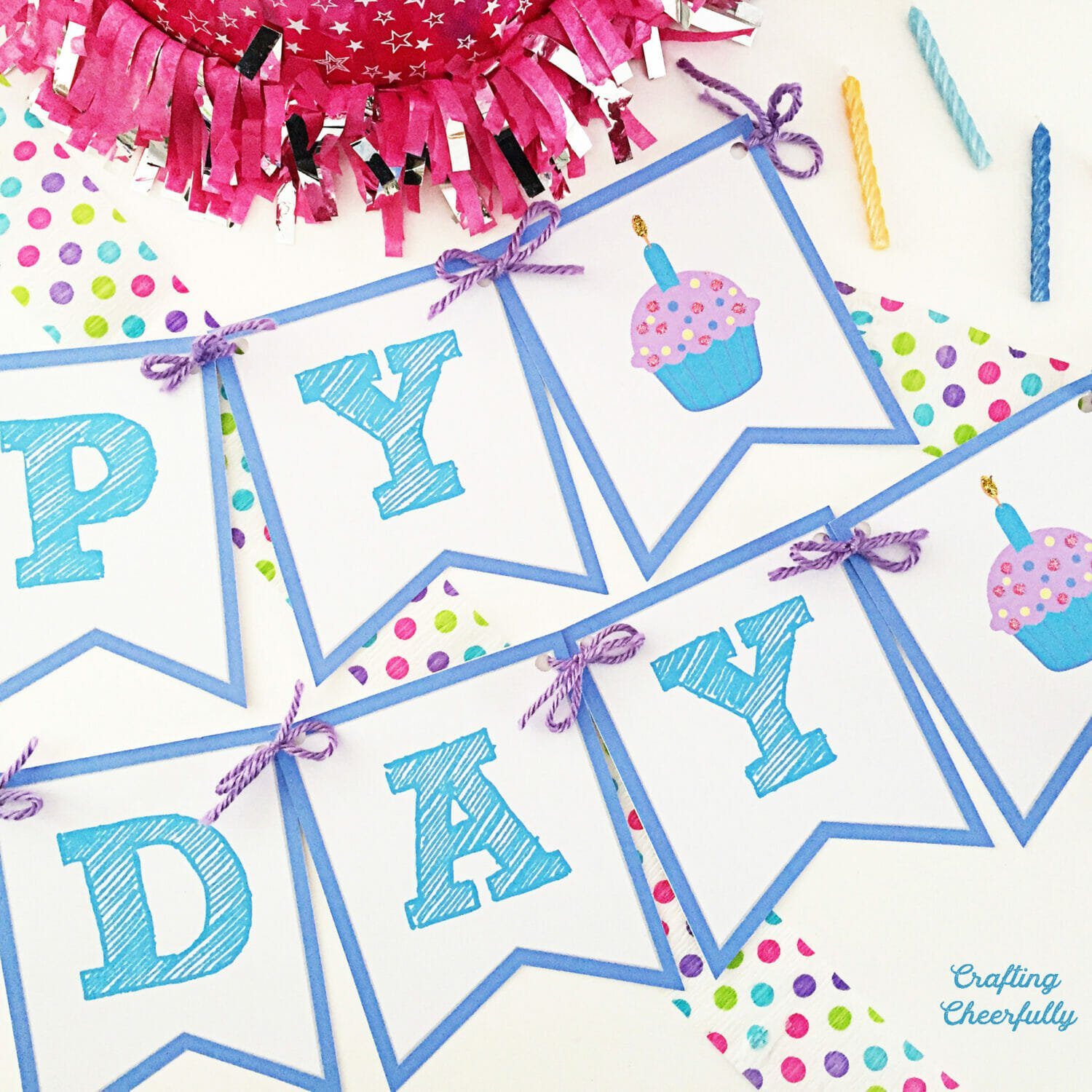 Free Printable Happy Birthday Banner! - Crafting Cheerfully for Free Happy Birthday Banner Printable