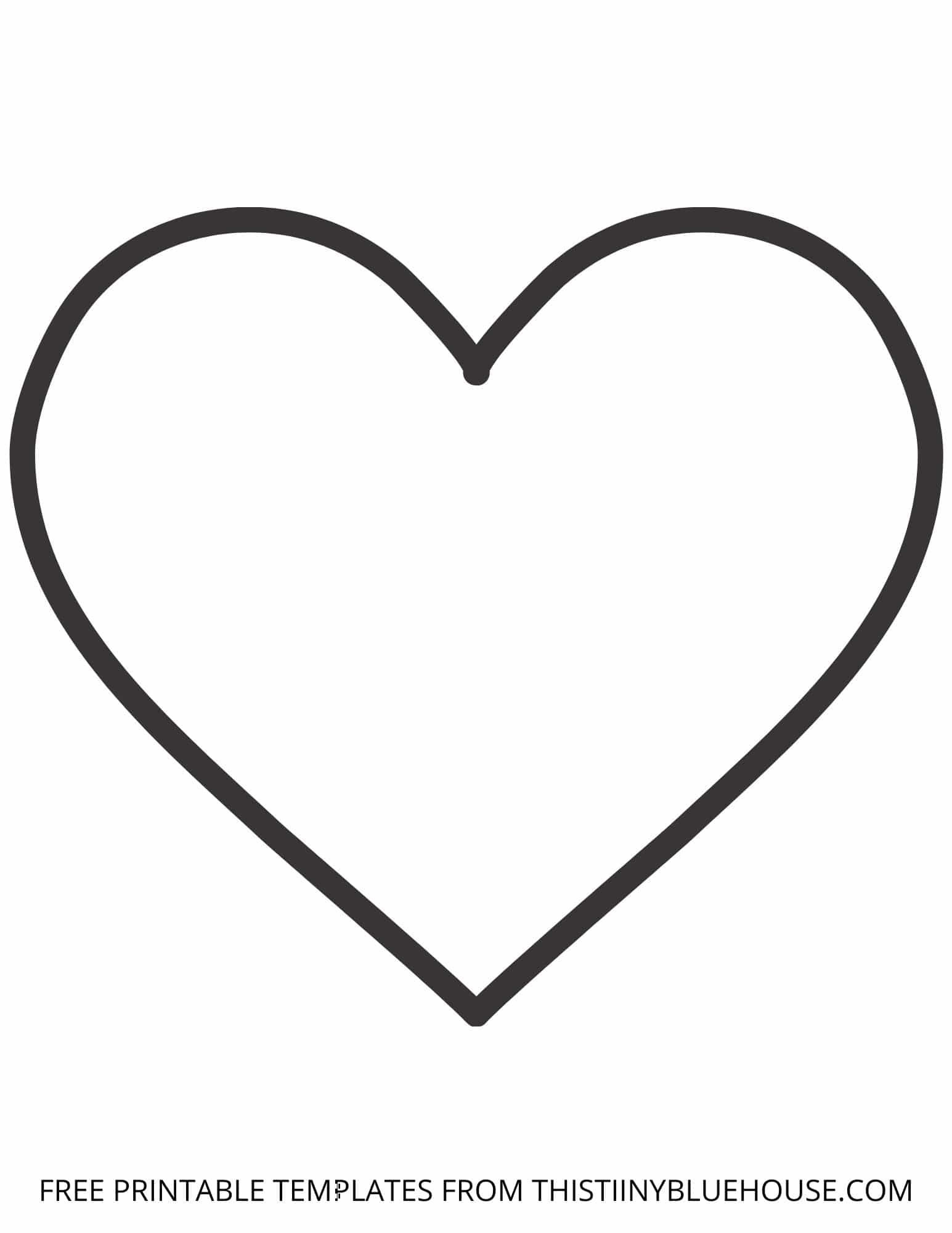 Free Printable Heart Template (6 Sizes Of Heart Outlines Small for Free Printable Hearts