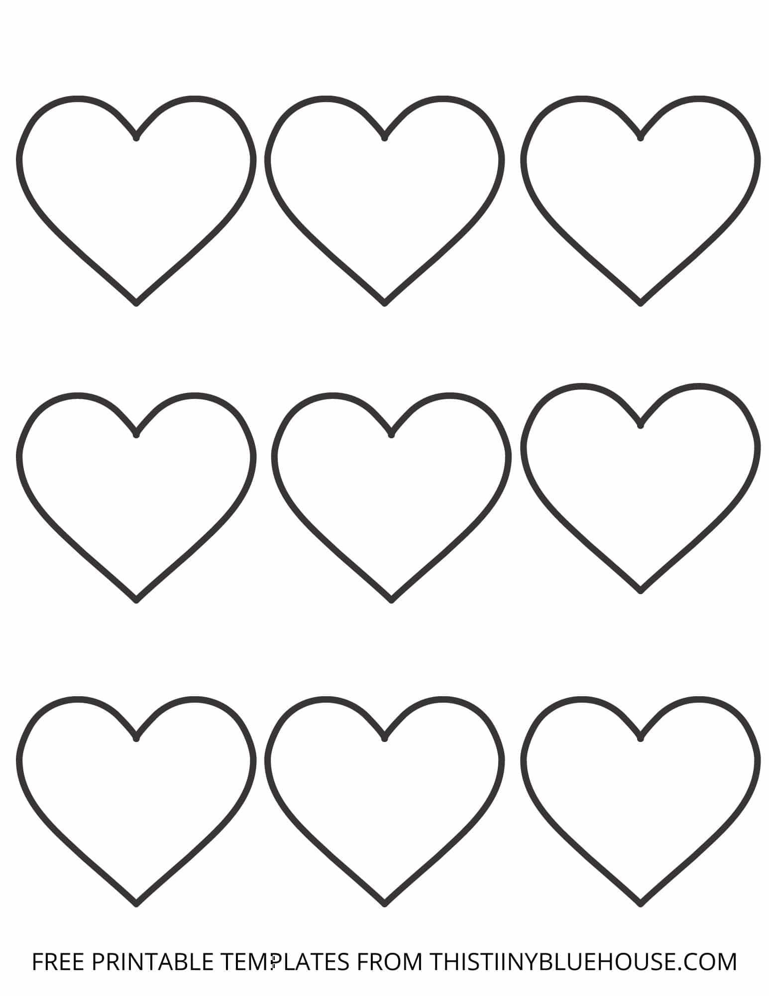 Free Printable Heart Template (6 Sizes Of Heart Outlines Small within Free Printable Heart Templates