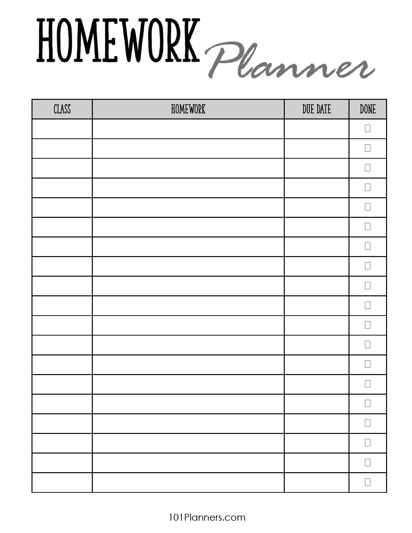 Free Printable Homework Planner Template | Pdf, Word, Excel Or Jpg regarding Free Printable Daily Assignment Sheets