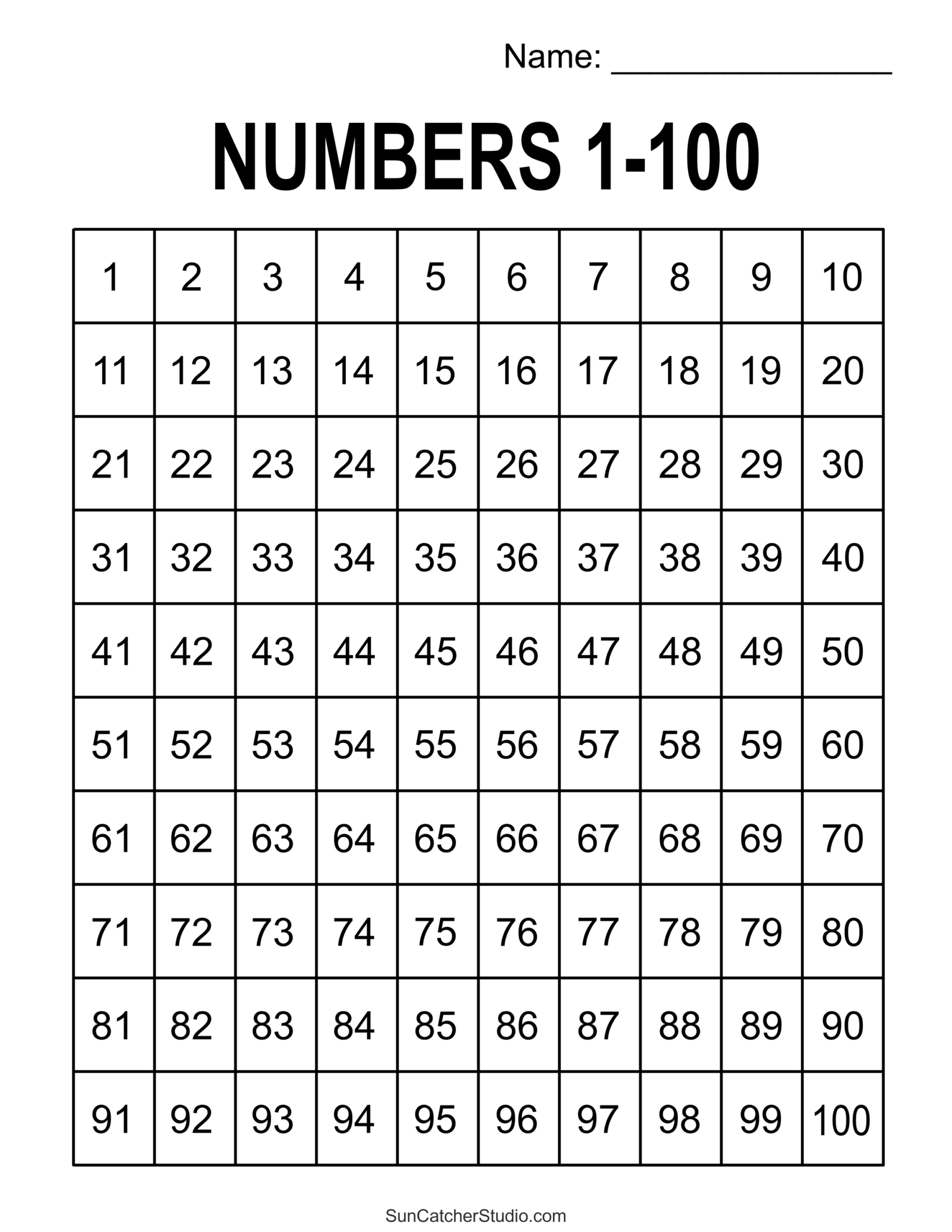 Free Printable Hundreds Charts (Numbers 1 To 100) – Diy Projects for Free Large Printable Numbers 1 100