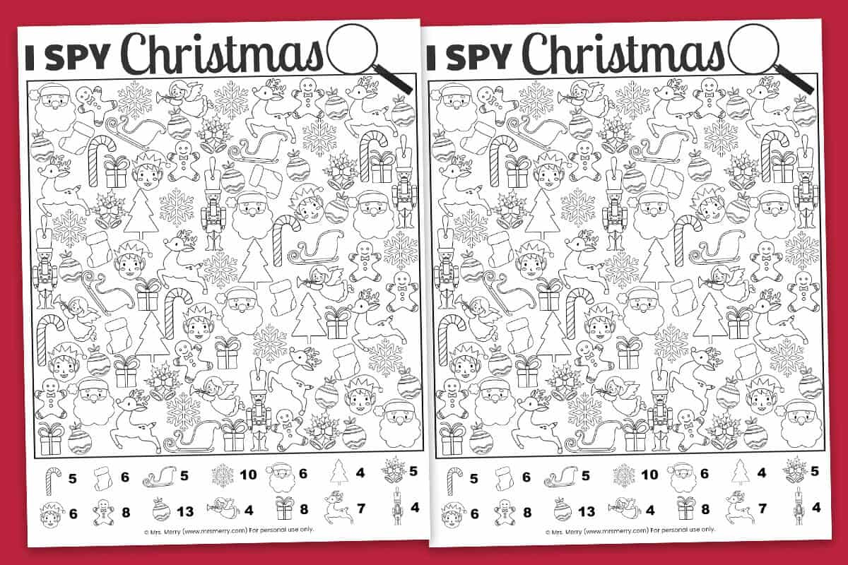 Free Printable I Spy Christmas Activity | Mrs. Merry intended for Christmas Fun Worksheets Printable Free