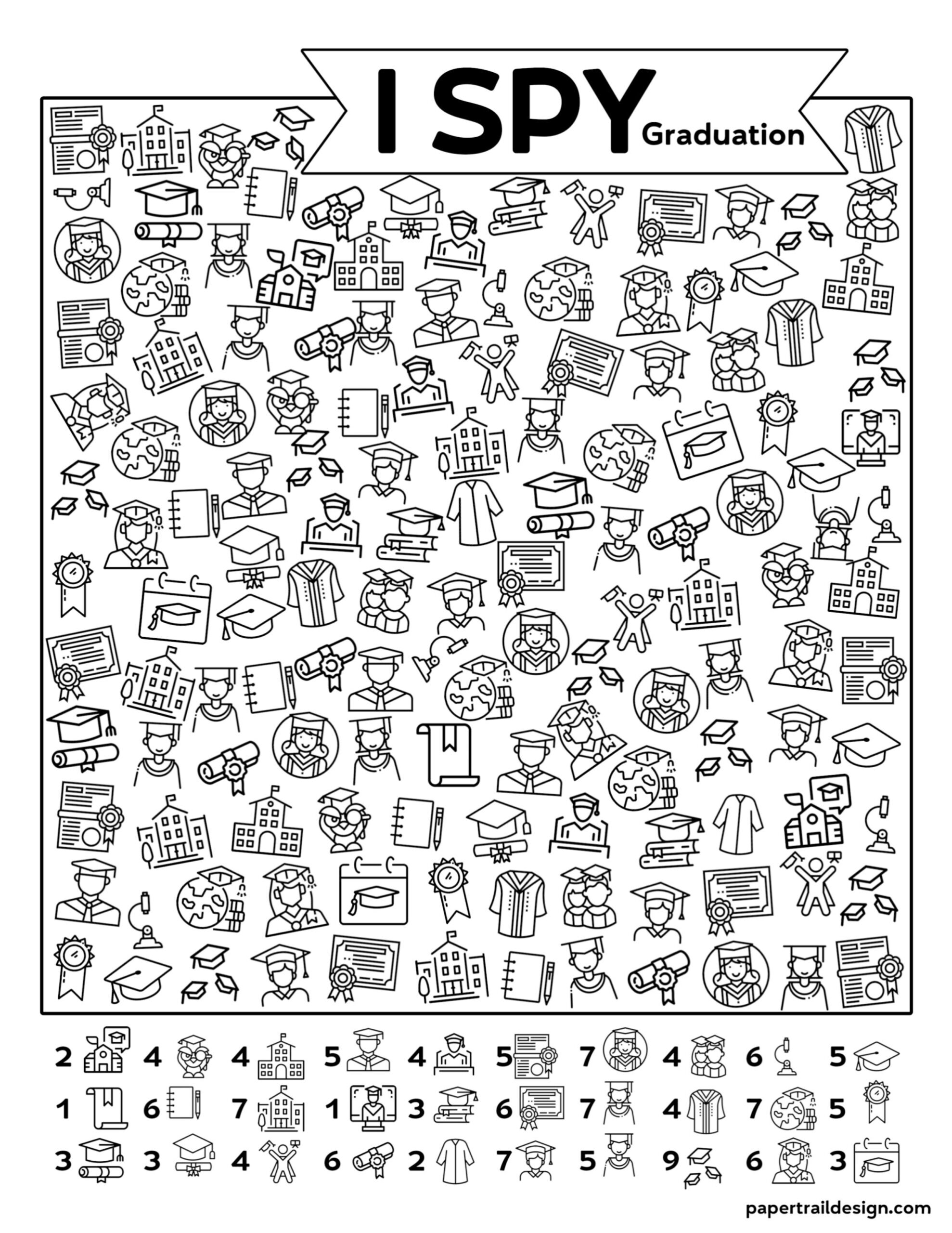 Free Printable I Spy Graduation Game - Paper Trail Design within Free Printable Graduation Party Games