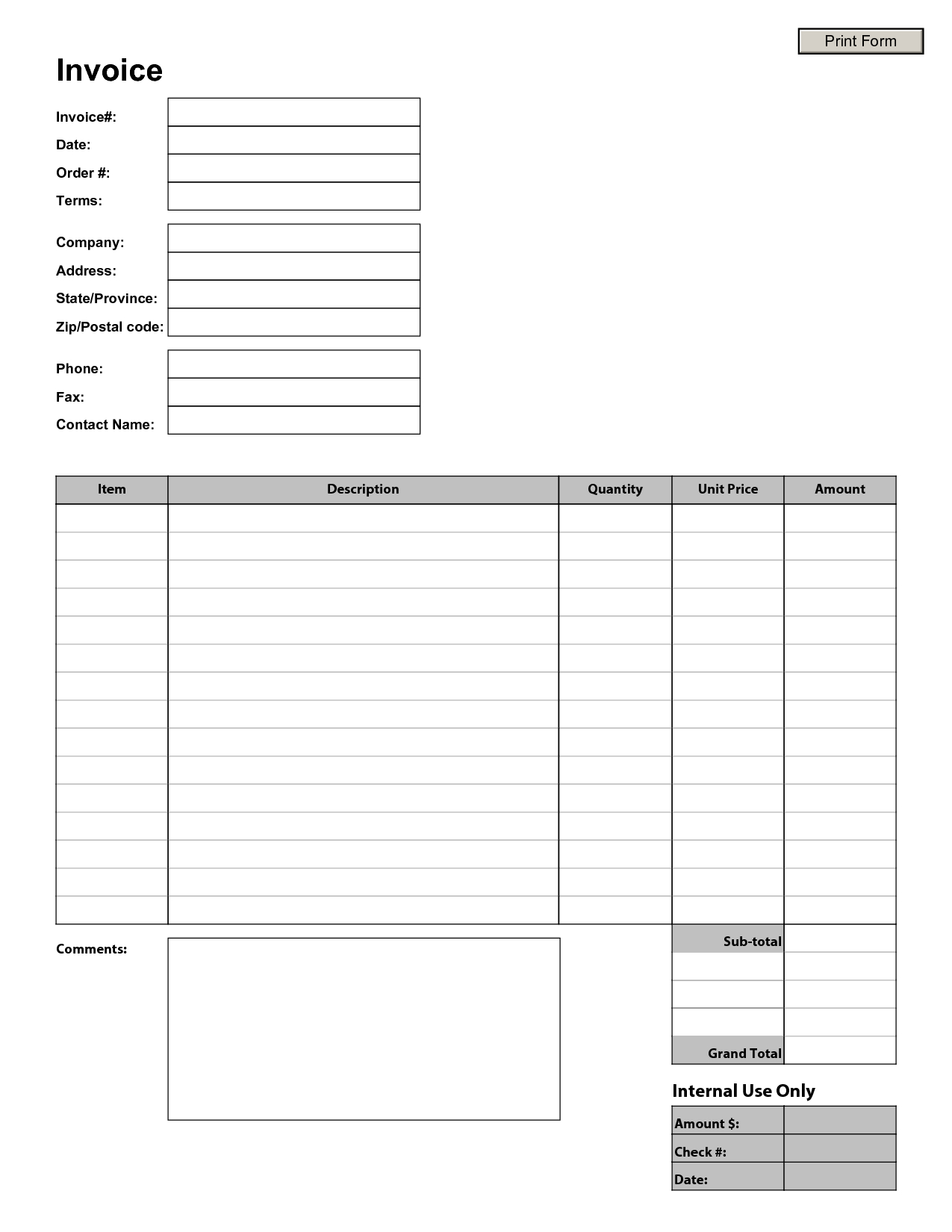 Free Printable Invoices | Printable Invoice, Invoice Sample in Free Printable Blank Invoice Sheet