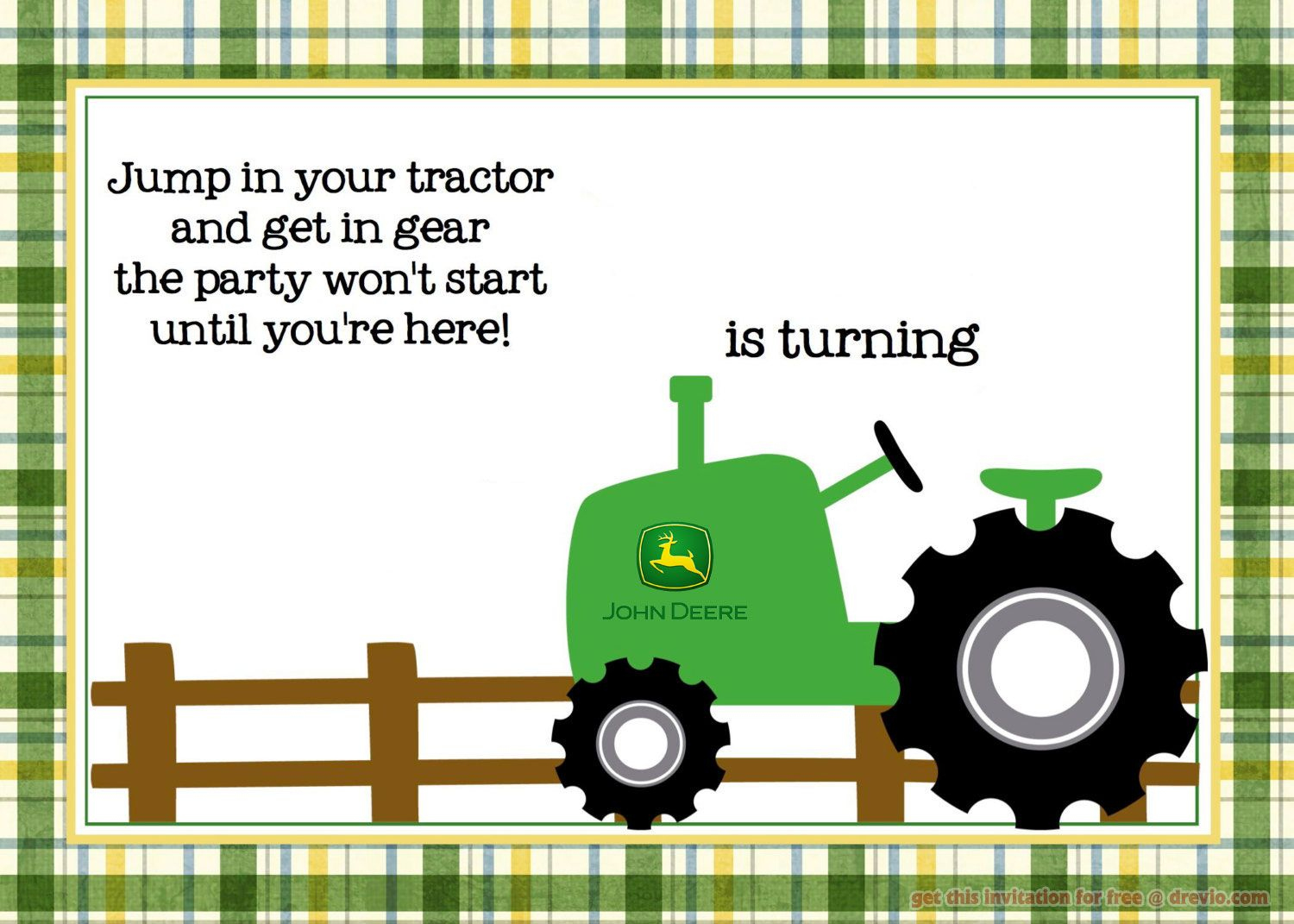 Free Printable John Deere Tractor Birthday Invitation | Tractor regarding Free Printable John Deere Birthday Invitations