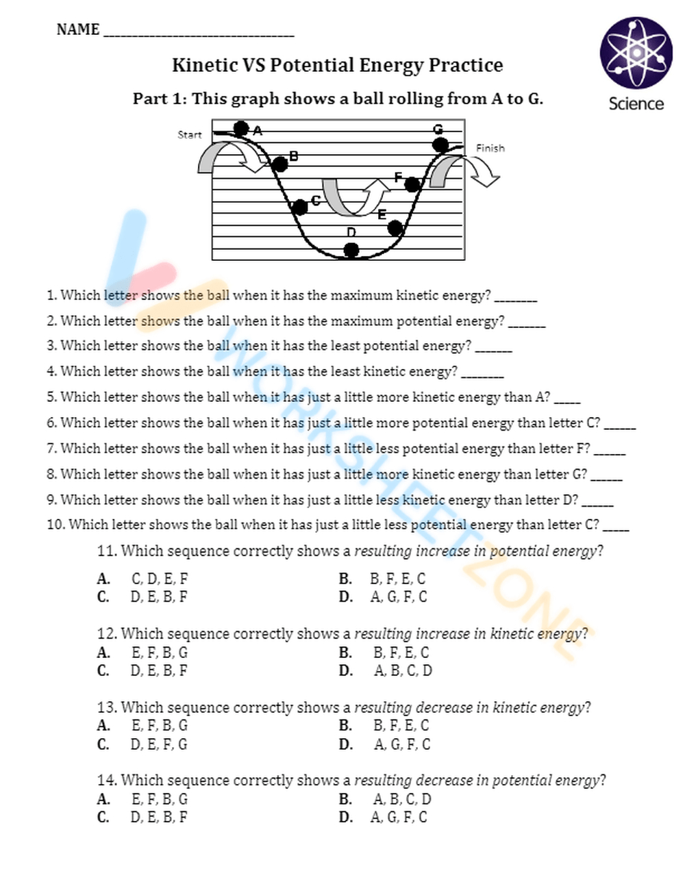 Free Printable Kinetic &amp;amp; Potential Energy Worksheets inside Free Printable Worksheets on Potential and Kinetic Energy