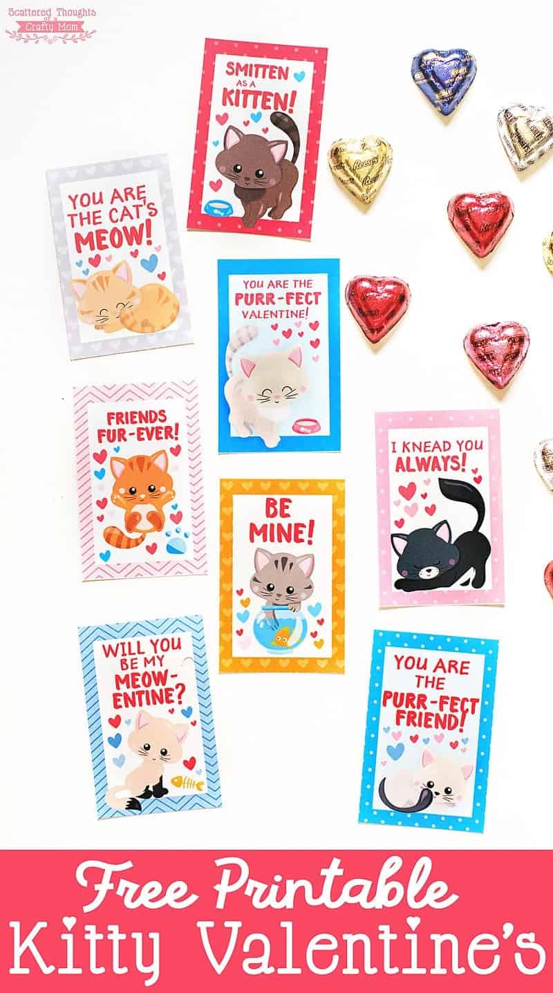 Free Printable Kitten Valentines - Scattered Thoughts Of A Crafty regarding Free Printable Cat Valentine Cards