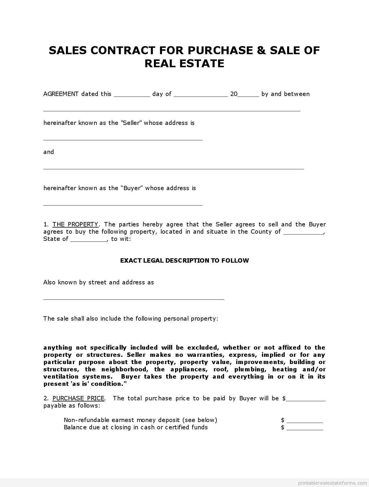 Free Printable Land Contract Forms (Word File) | Contract Template for Free Printable Land Contract Forms