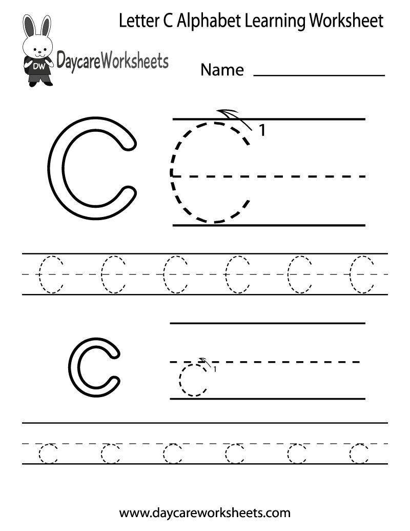 Free Printable Letter C Alphabet Learning Worksheet For Preschool inside Free Printable Preschool Worksheets Letter C