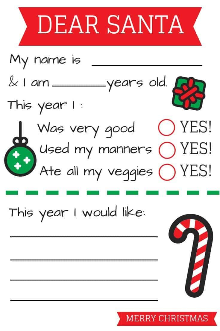 Free Printable Letter To Santa! | Free Santa Letter Template with Letter To Santa Template Free Printable