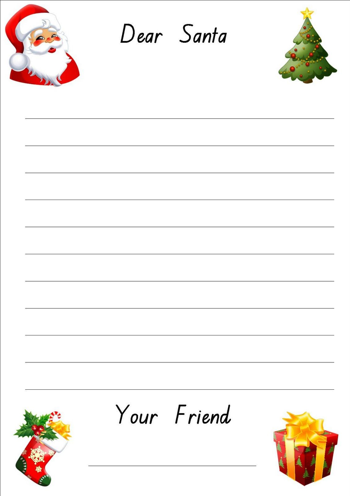 Free Printable: Letter To Santa Paper in Free Printable Santa Paper