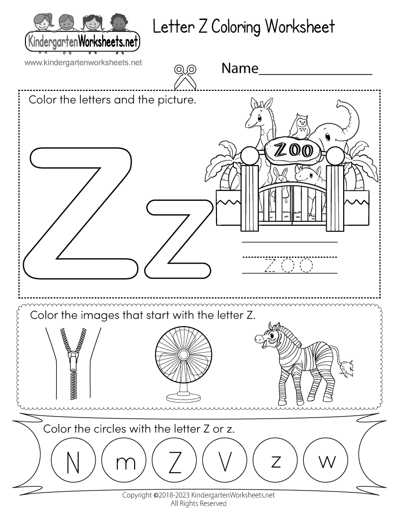 Free Printable Letter Z Coloring Worksheet pertaining to Letter Z Worksheets Free Printable