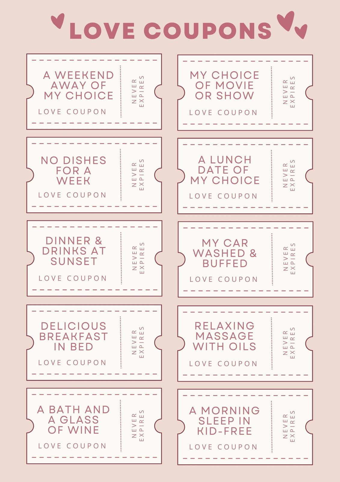 Free Printable Love Coupon Templates | Canva in Free Printable Coupon Book For Boyfriend