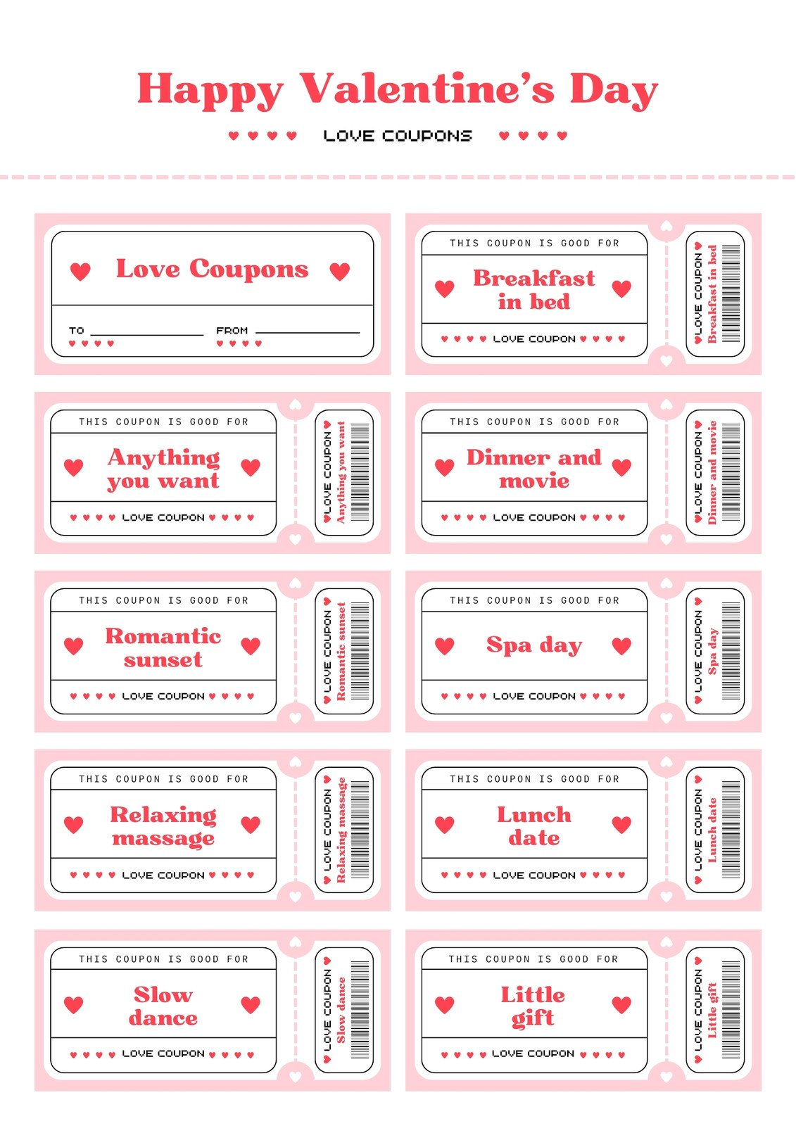 Free Printable Love Coupon Templates | Canva with Free Printable Love Coupons