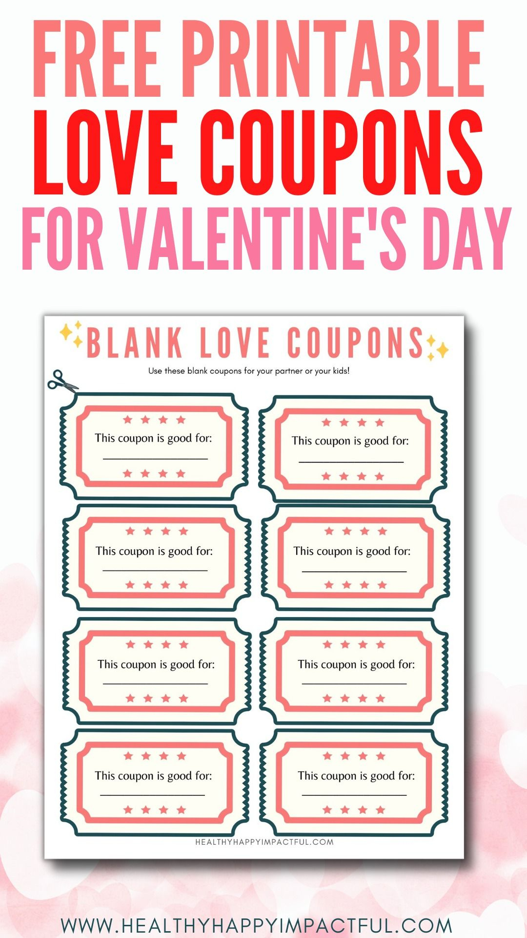 Free Printable Love Coupons Template (Instant Diy Gift) | Love in Free Printable Valentines Day Coupons for Boyfriend