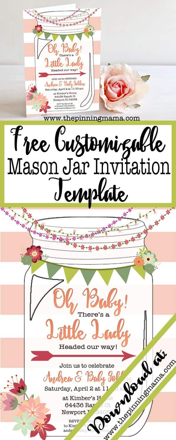 Free Printable Mason Jar Invitation • The Pinning Mama pertaining to Free Mason Jar Wedding Invitation Printable Templates