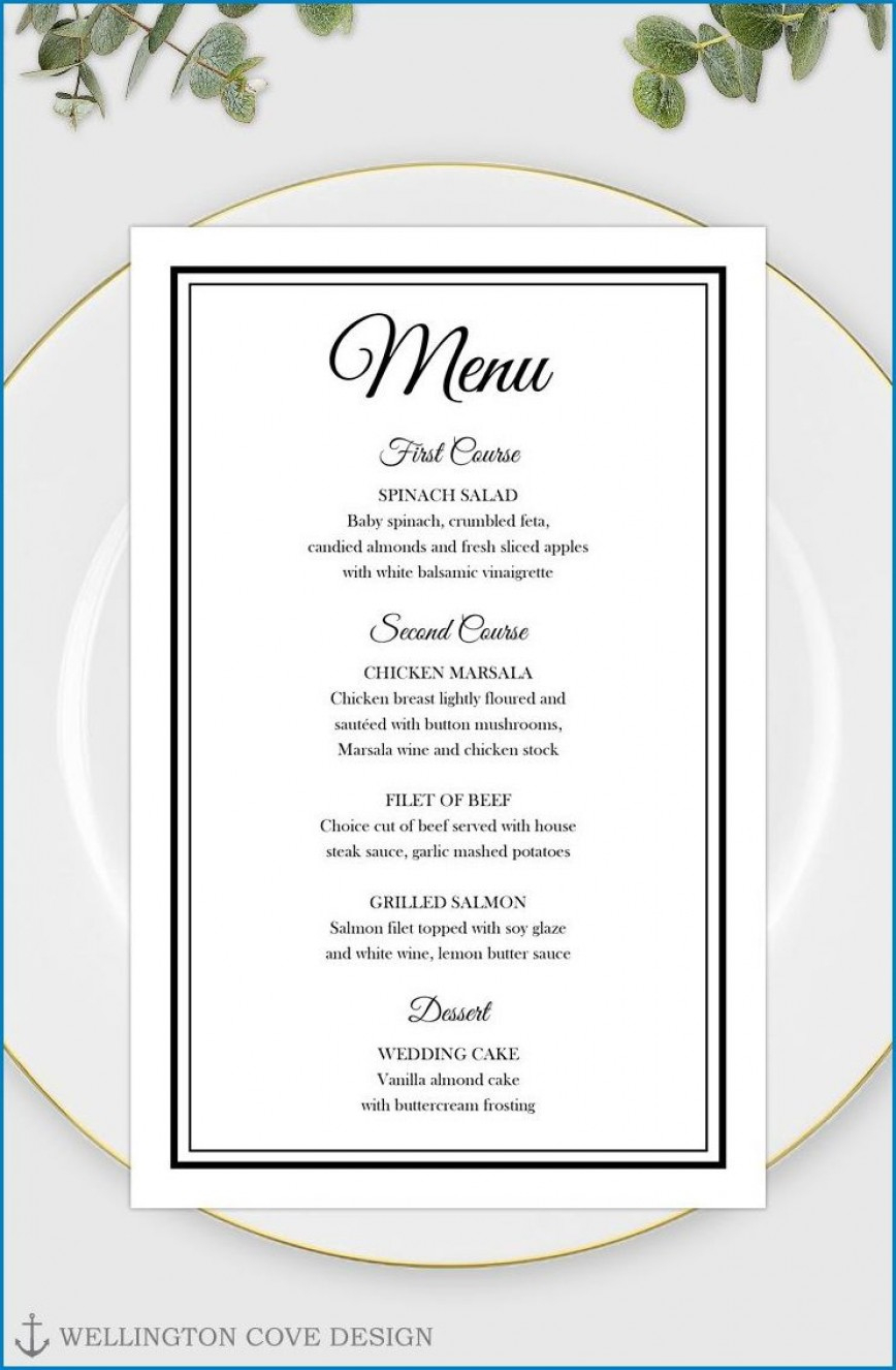 Free Printable Menu Template ~ Addictionary Intended For Free intended for Free Printable Wedding Menu Card Templates