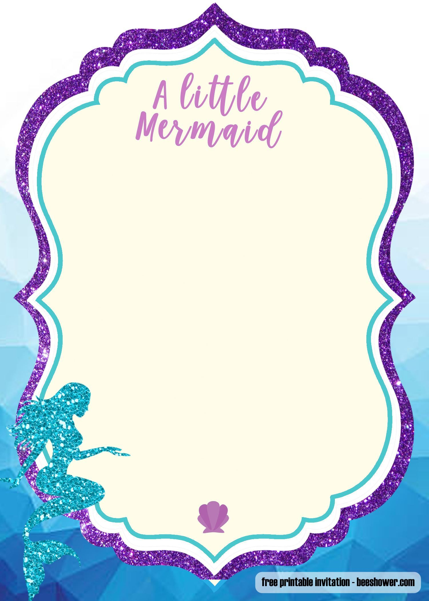 Free Printable Mermaid Baby Shower Invitation Templates | Mermaid with regard to Free Printable Mermaid Invitations