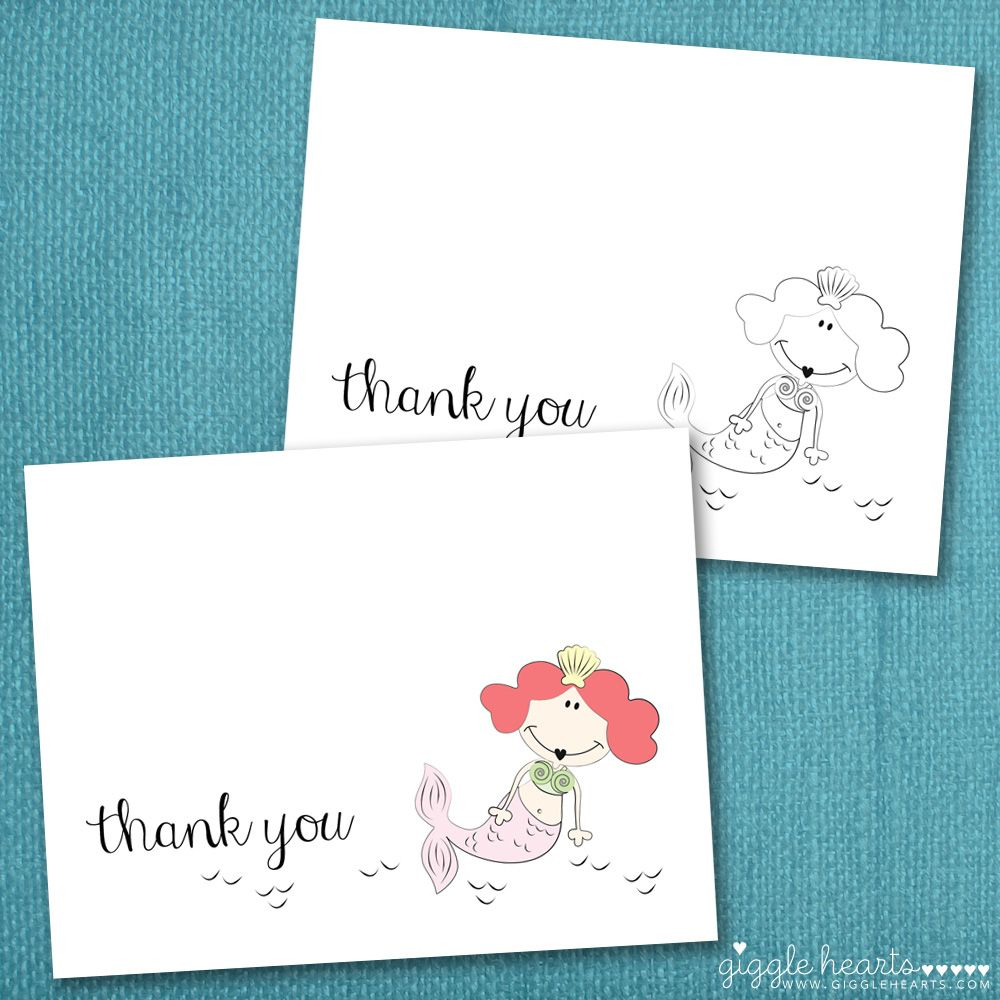 Free Printable Mermaid Thank You Cards {Perfect For Summer Parties with regard to Free Printable Mermaid Thank You Cards