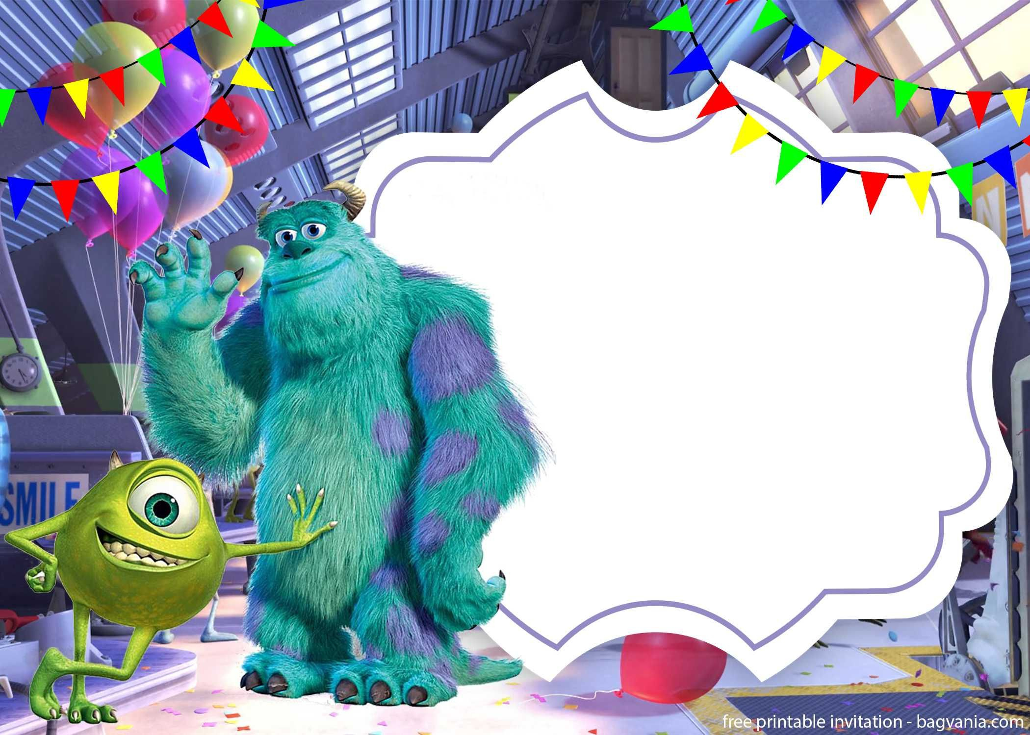 Free Printable Monster Inc. Invitation Template | Monsters Inc in Free Printable Monsters Inc Birthday Invitations