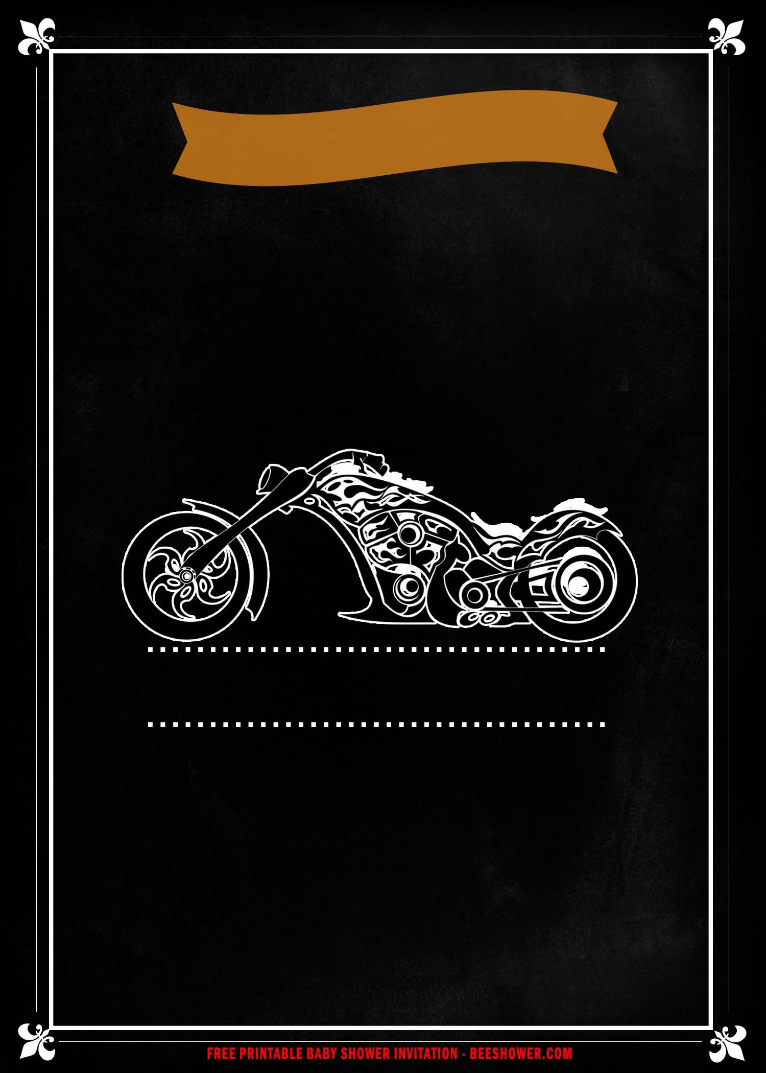 Free Printable) - Motorcycle Baby Shower Invitation Templates in Motorcycle Invitations Free Printable