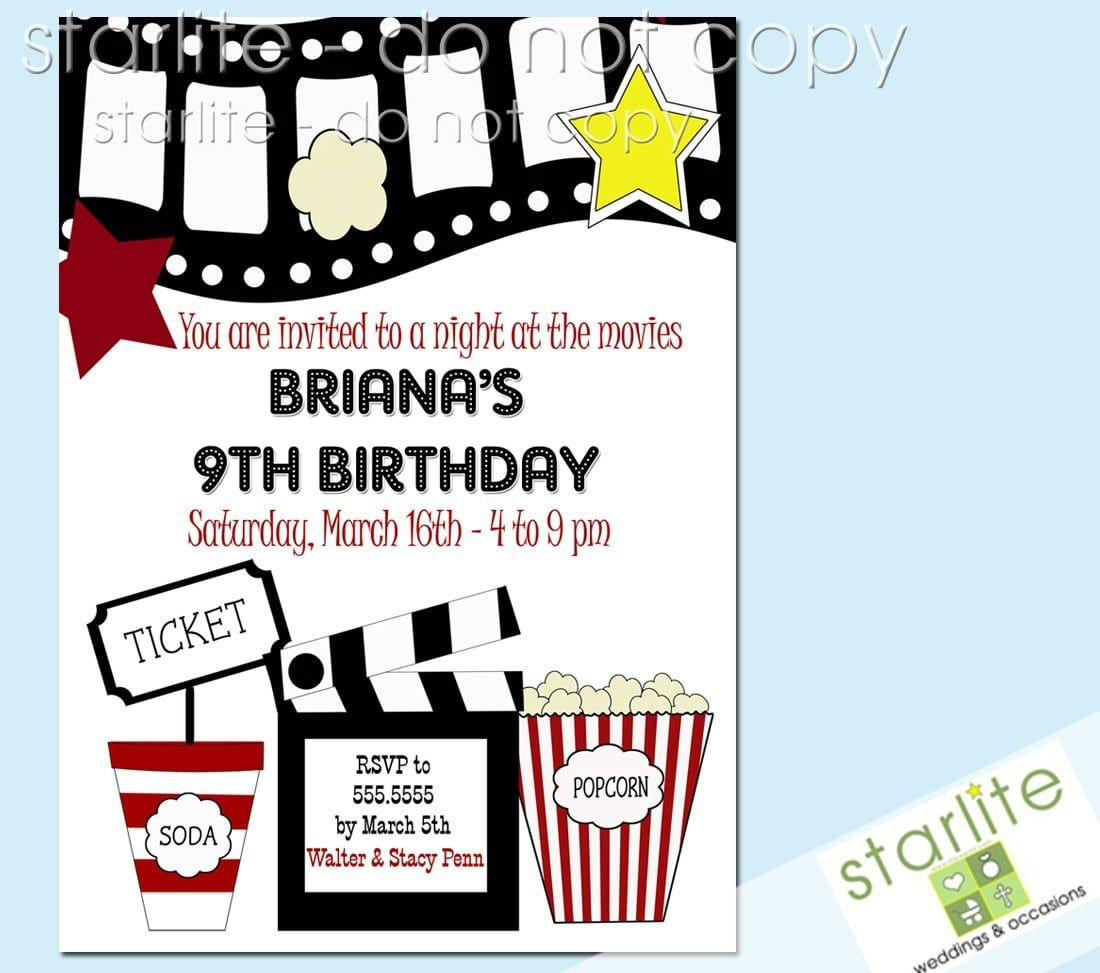 Free Printable Movie Birthday Party Invitations | Movie Party for Free Printable Movie Themed Invitations