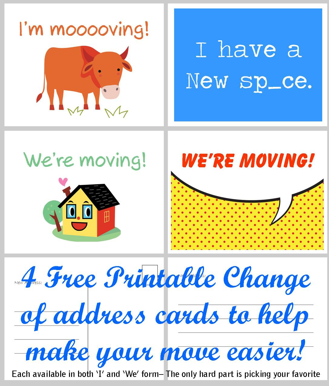 Free Printable Moving Announcement Change Of Address Card with regard to We Re Moving Cards Free Printable