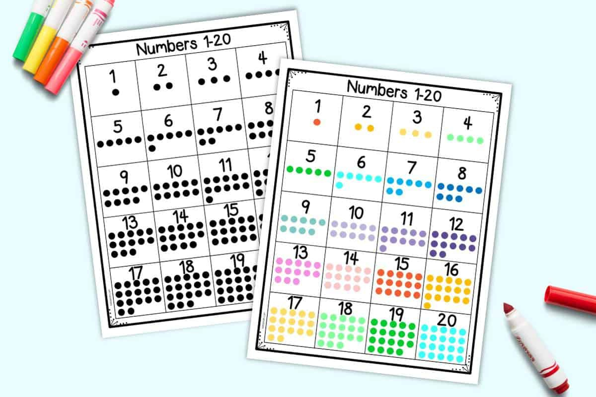 Free Printable Number Chart 1 - 20 For Kindergarten - The Artisan Life pertaining to Free Printable Number Chart 1-20