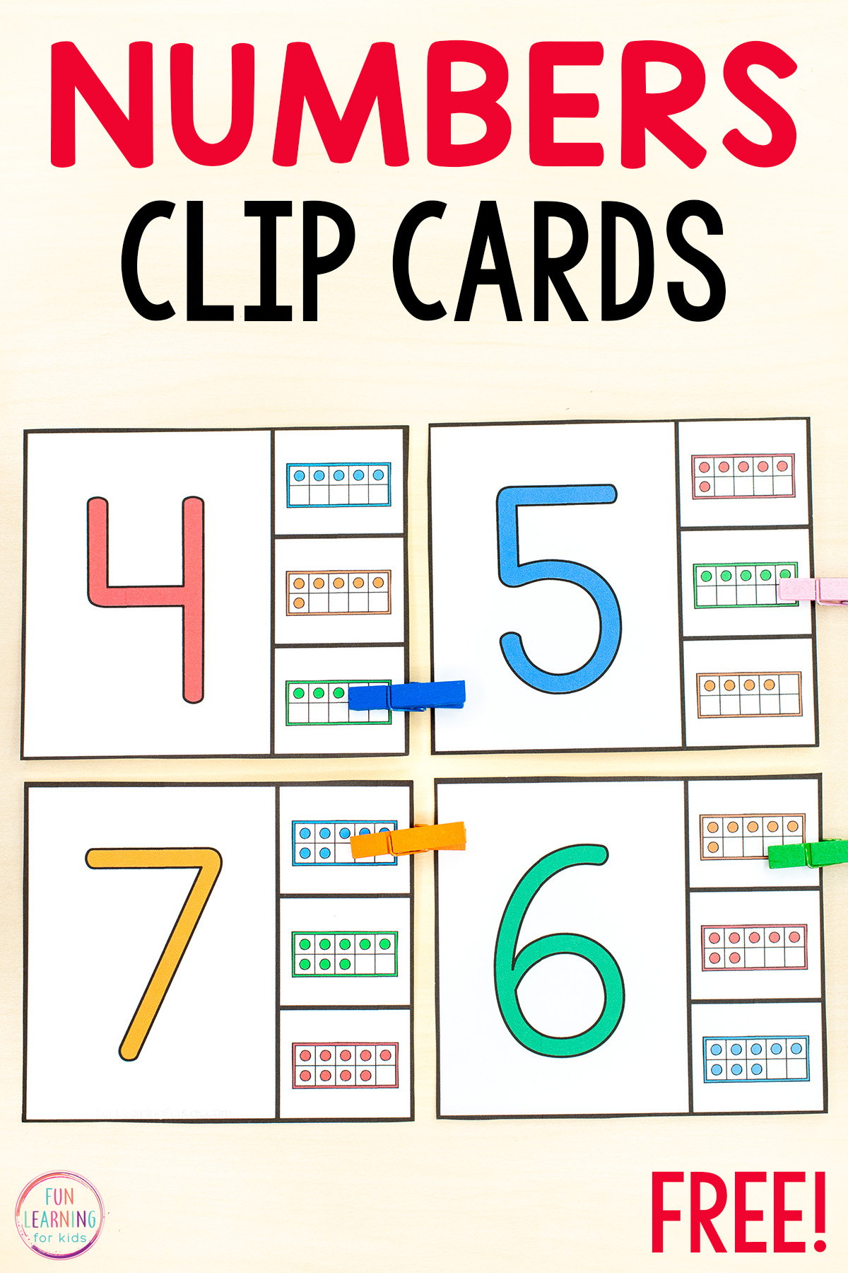 Free Printable Number Matching Clip Cards inside Free Printable Kindergarten Task Cards