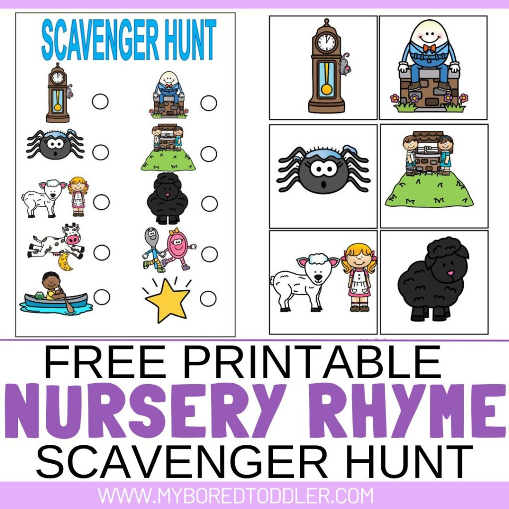 Free Printable Nursery Rhyme Scavenger Hunt - My Bored Toddler inside Free Printable Nursery Rhymes