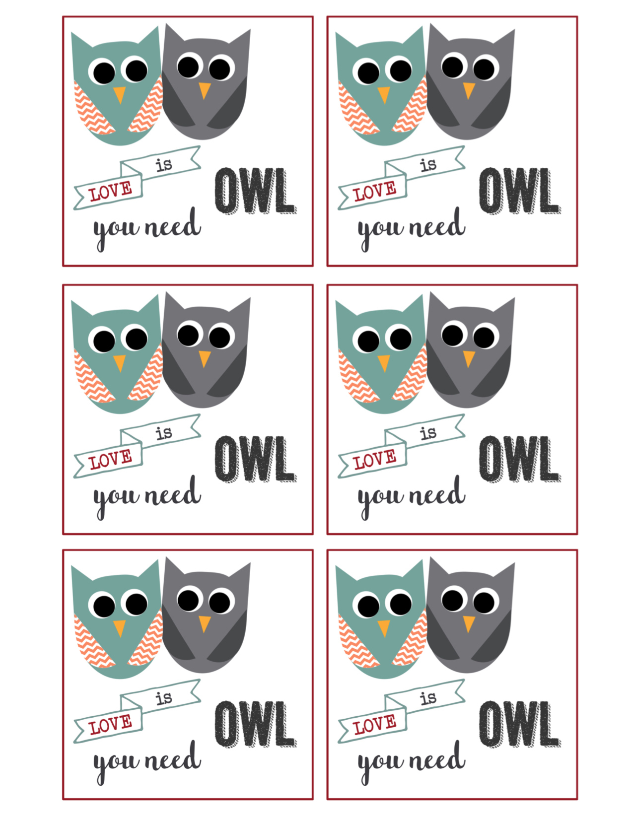 Free Printable Owl Valentine Cards Paper Trail Design with Free Printable Owl Valentine Cards