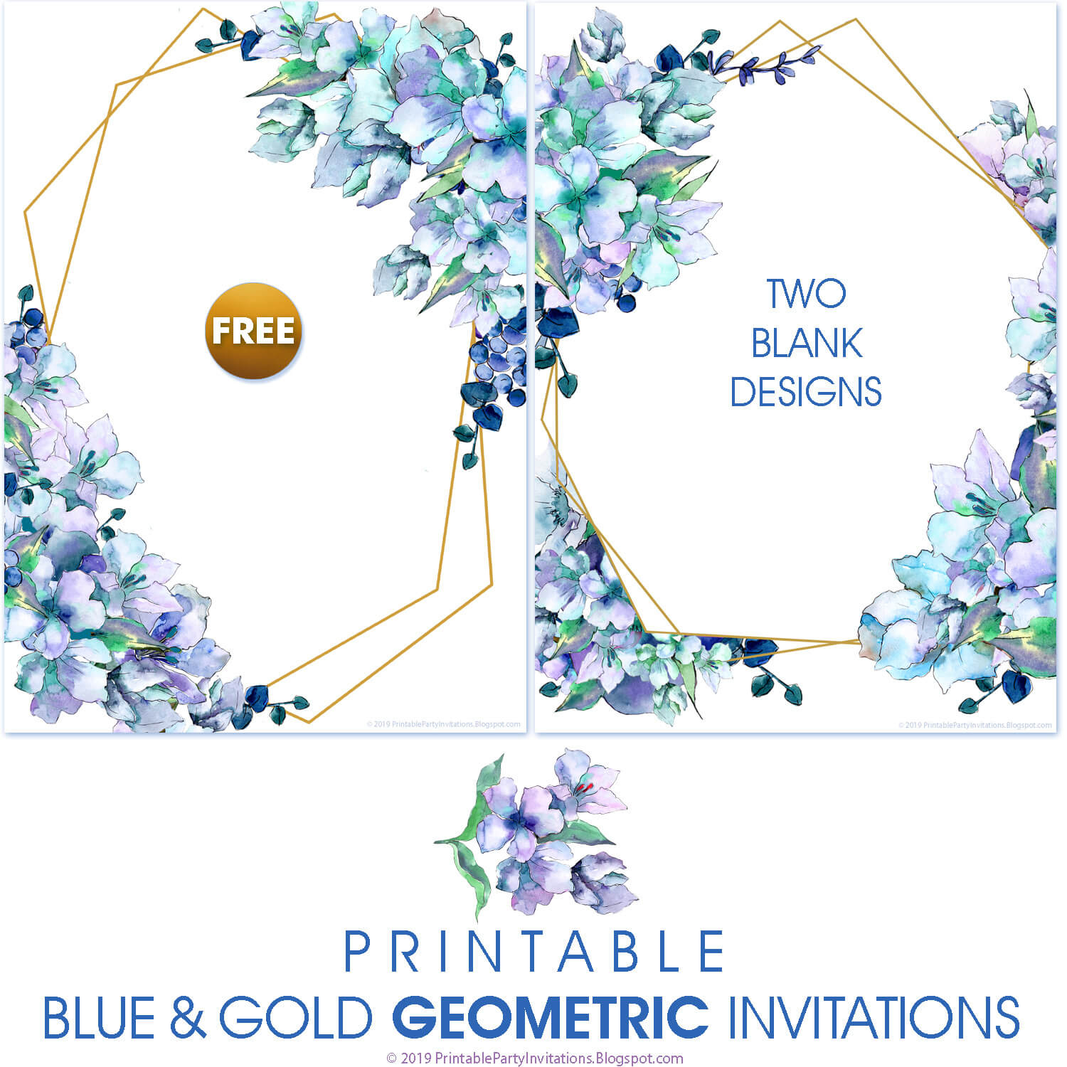 Free Printable Party Invitations: Blue Floral Wedding Invitations with regard to Free Printable Wedding Scrolls