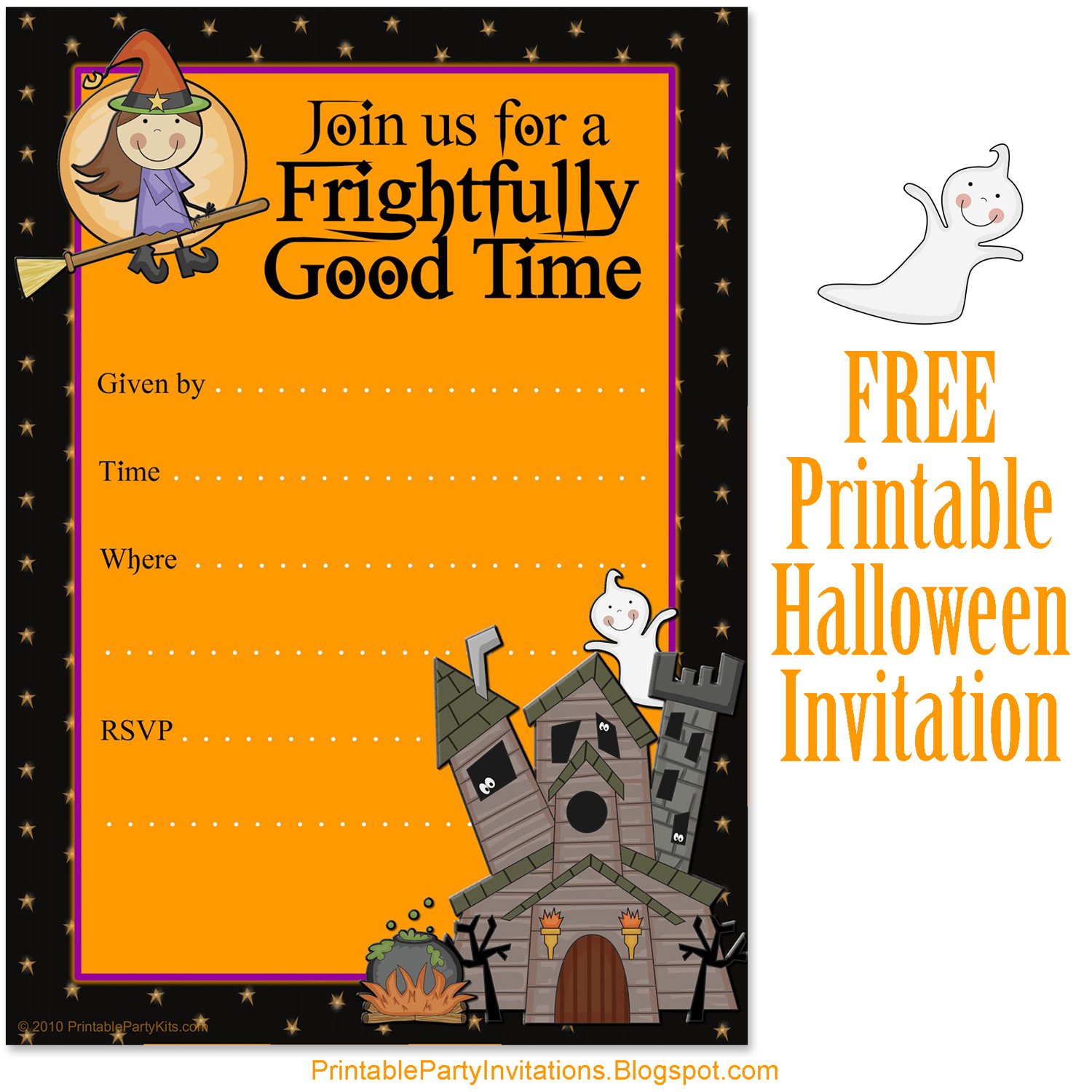 Free Printable Party Invitations: Printable Good Witch Halloween in Halloween Party Invitation Templates Free Printable