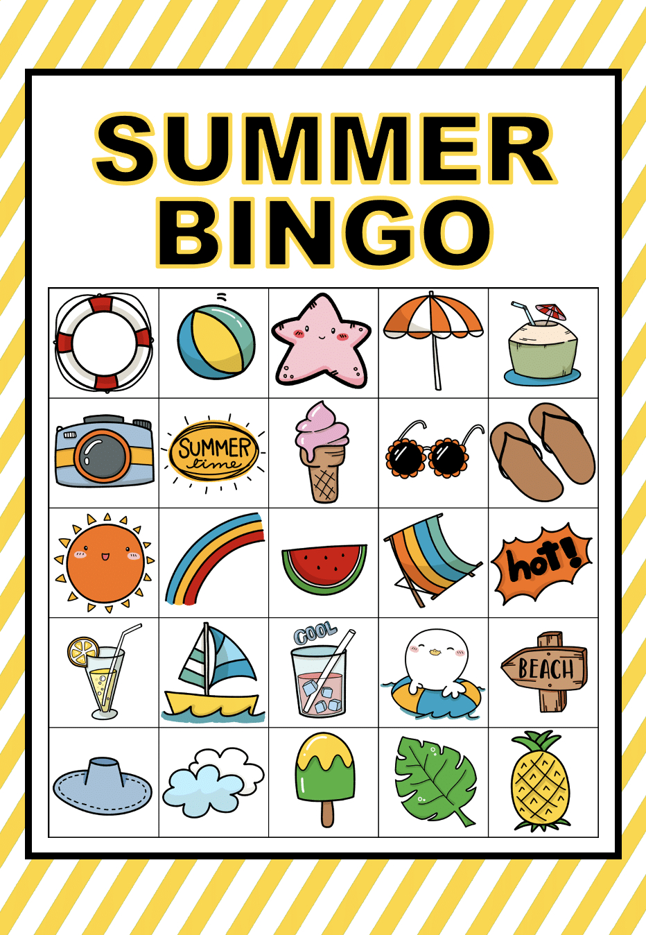 Free Printable Picture Bingo Cards (Summer Edition) - We Made This for Free Bingo Printable