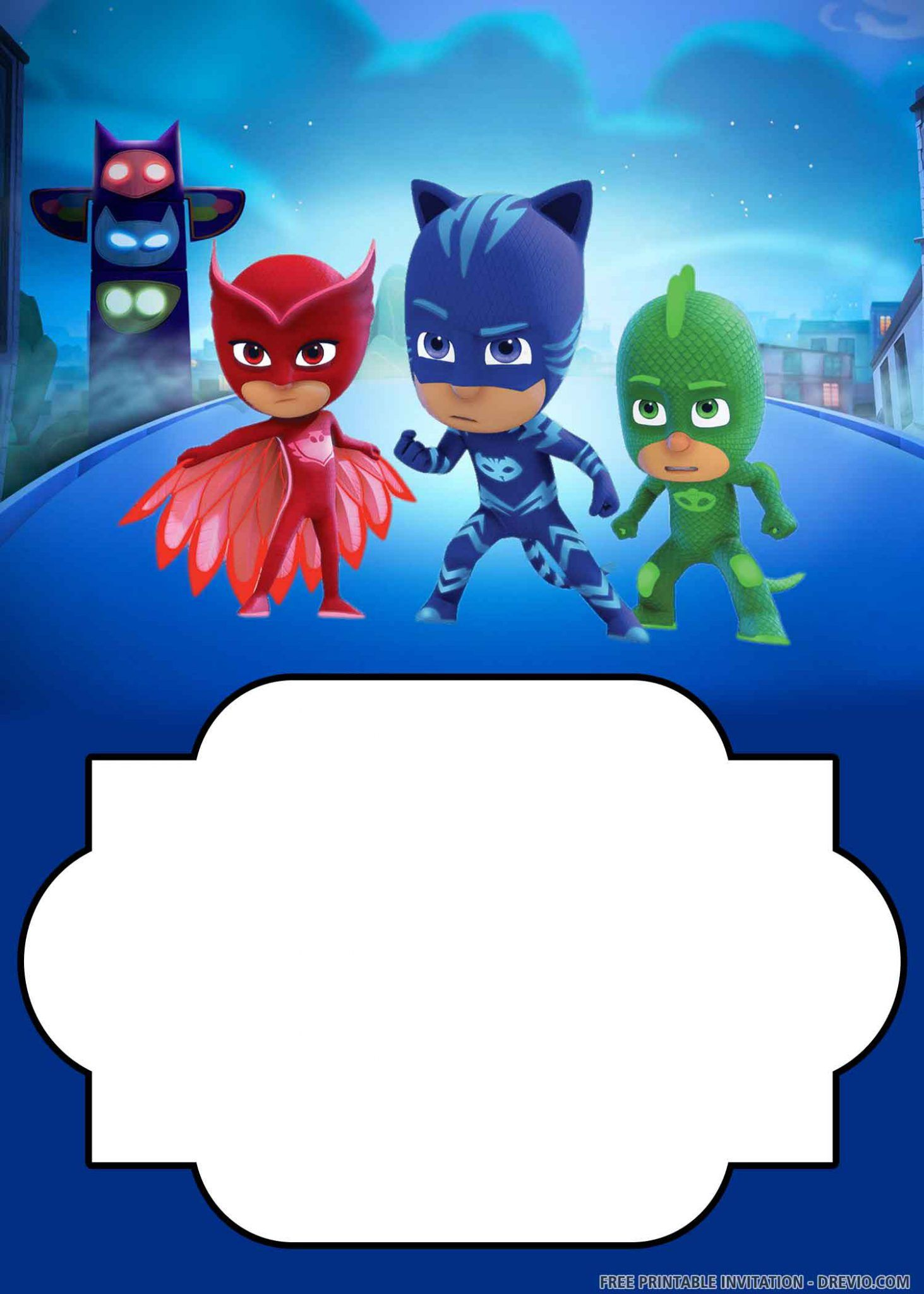 Free Printable) – Pj Masks Birthday Invitation Templates | Pj with regard to Free Printable Pj Masks Invitations