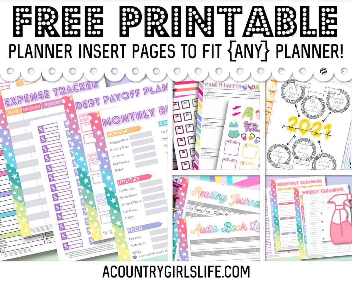 Free Printable Planner Inserts For {Any} Size Planner! - A Country intended for Free Planner Refills Printable