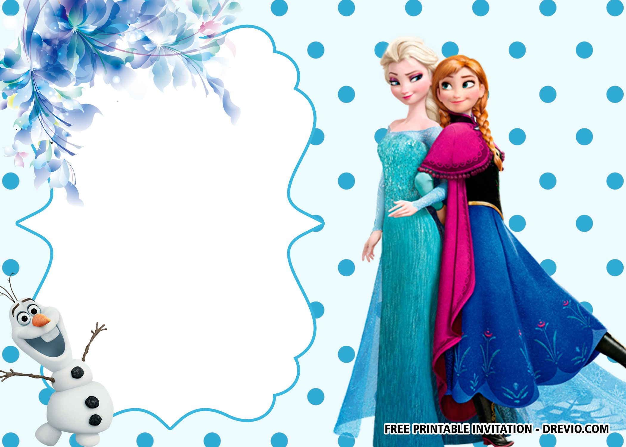 Free Printable Polkadot Frozen Invitation Templates | Frozen intended for Free Printable Frozen Birthday Cards