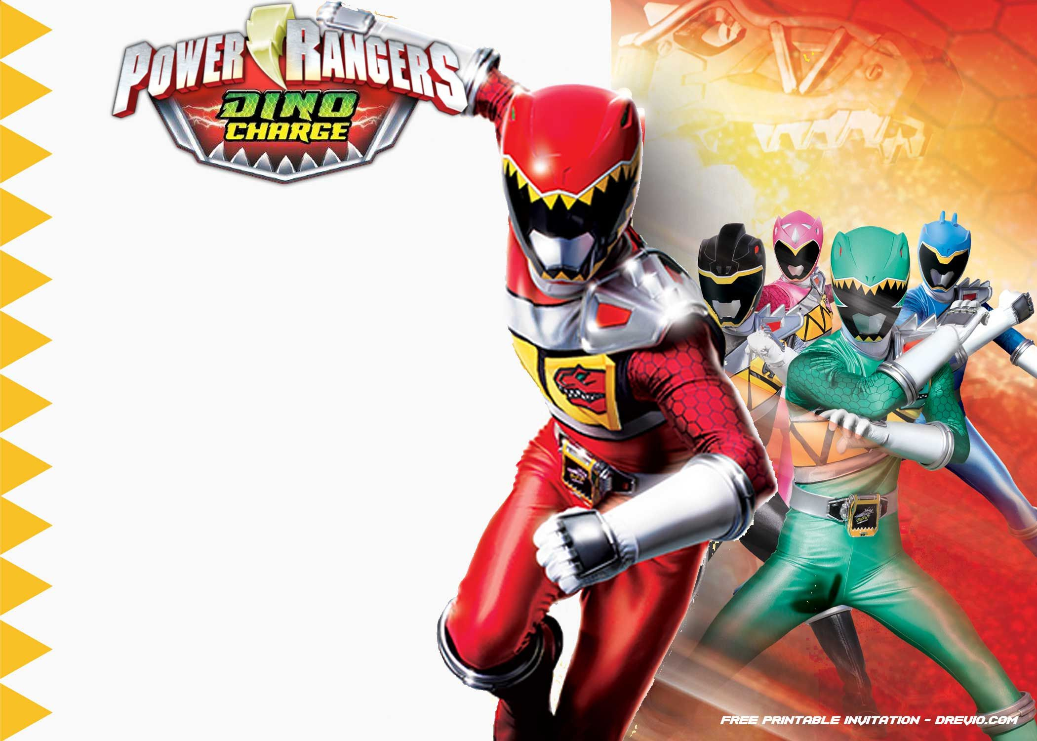 Free Printable Power Rangers Dino Charge Invitation Template with regard to Free Printable Power Ranger Birthday Invitations