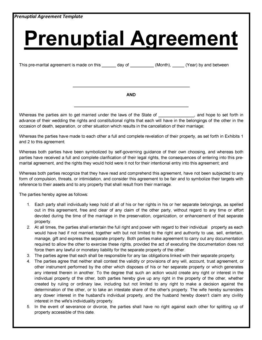 Free Printable Prenuptial Agreement Form | Business Mentor with regard to Free Printable Prenuptial Agreement Form