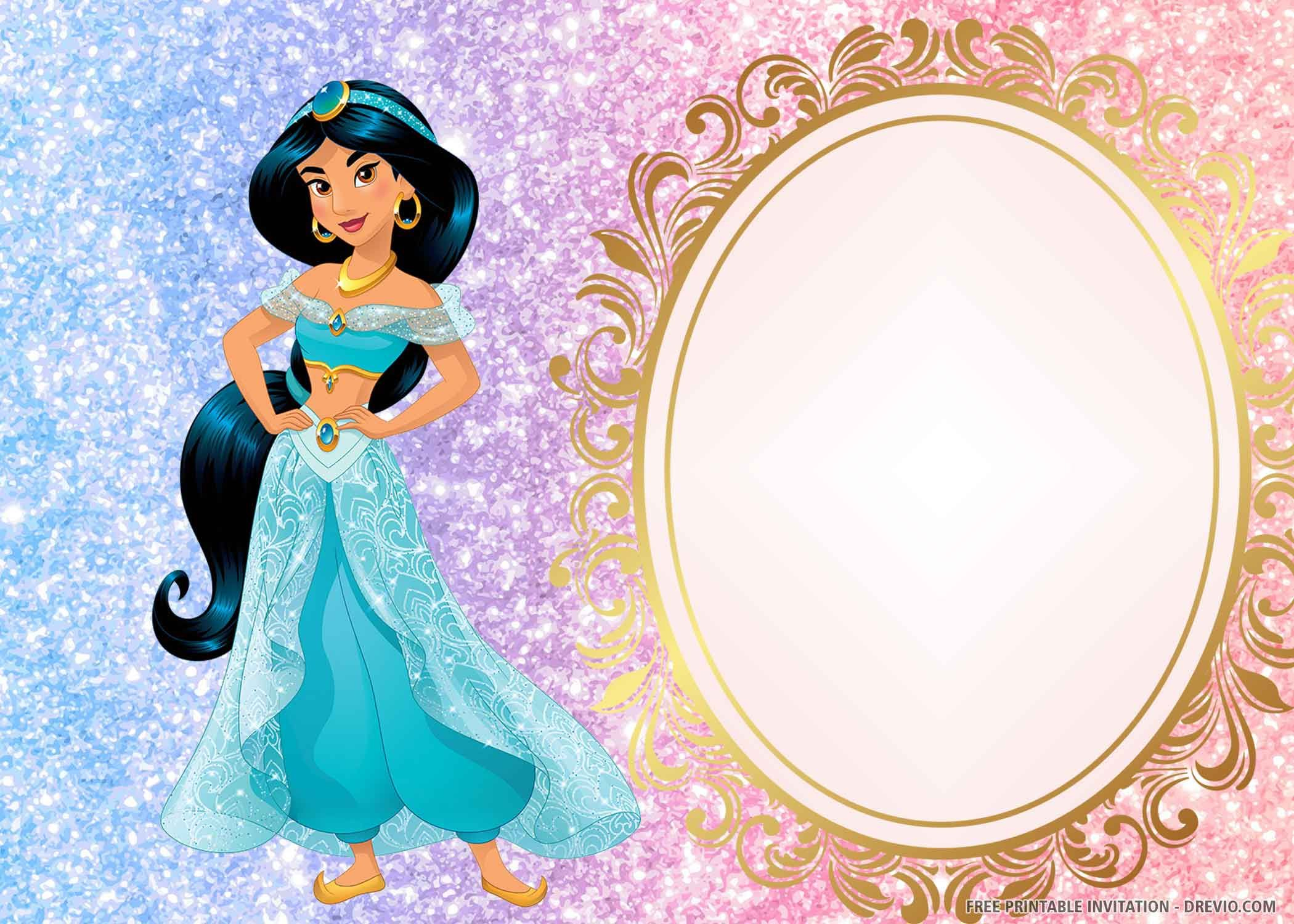 Free Printable Princess Jasmine Invitation Template - Printable for Free Printable Princess Jasmine Invitations